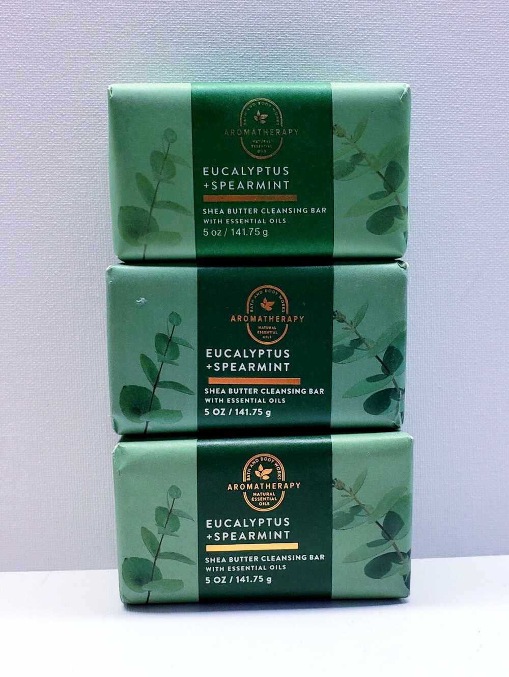 Bath & Body Works EUCALYPTUS SPEARMINT Shea Butter Cleansing Bar, 5 oz (3 Pcs)